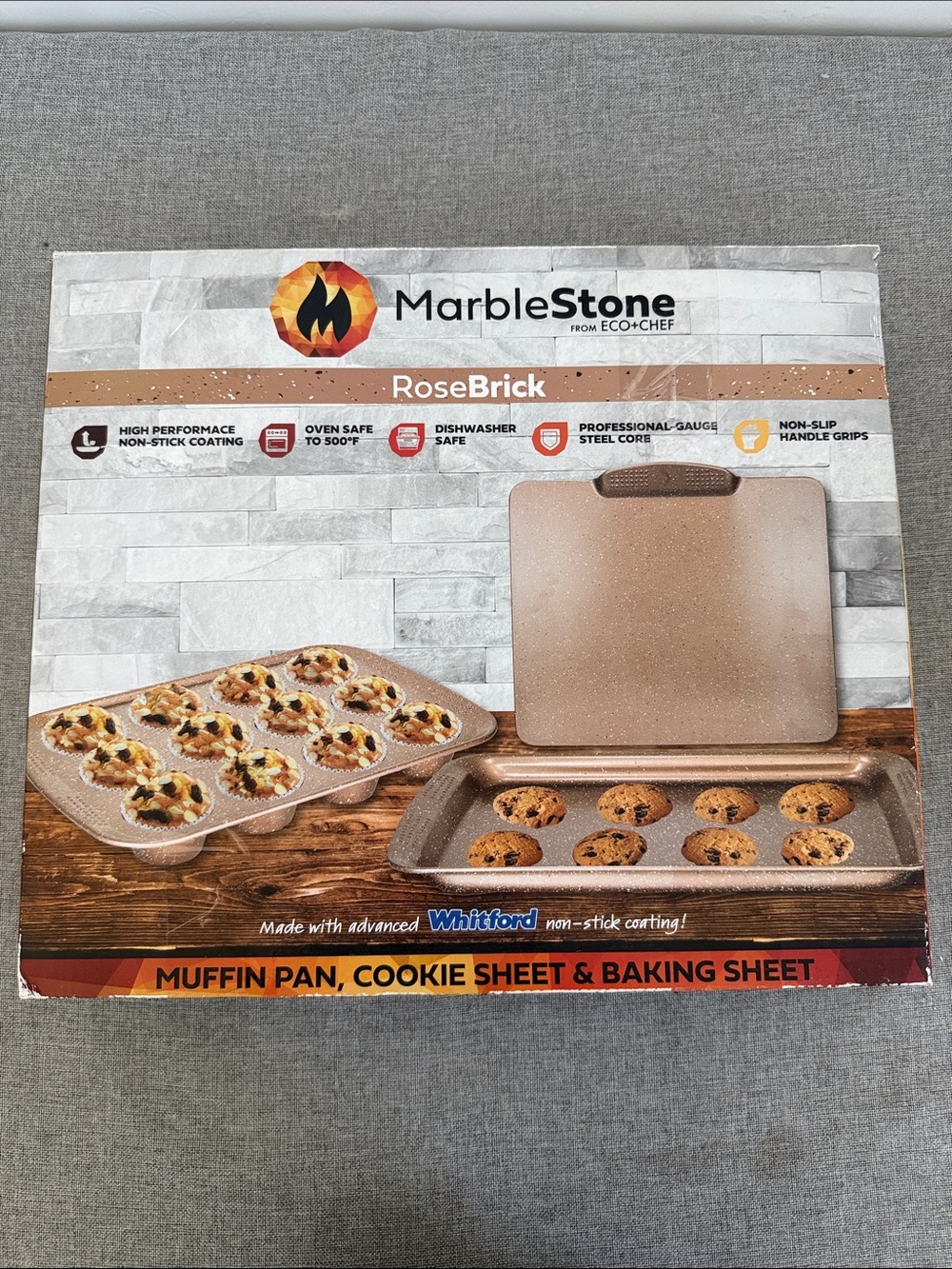 MARBLE STONE from Eco+Chef RoseBrick Non-Stick Baking Set